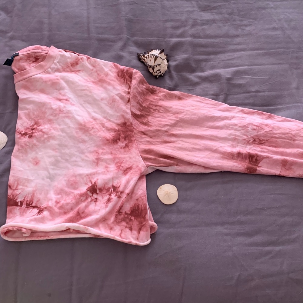 Rue+  Pink Tie Dyed Long Sleeve Crop Top